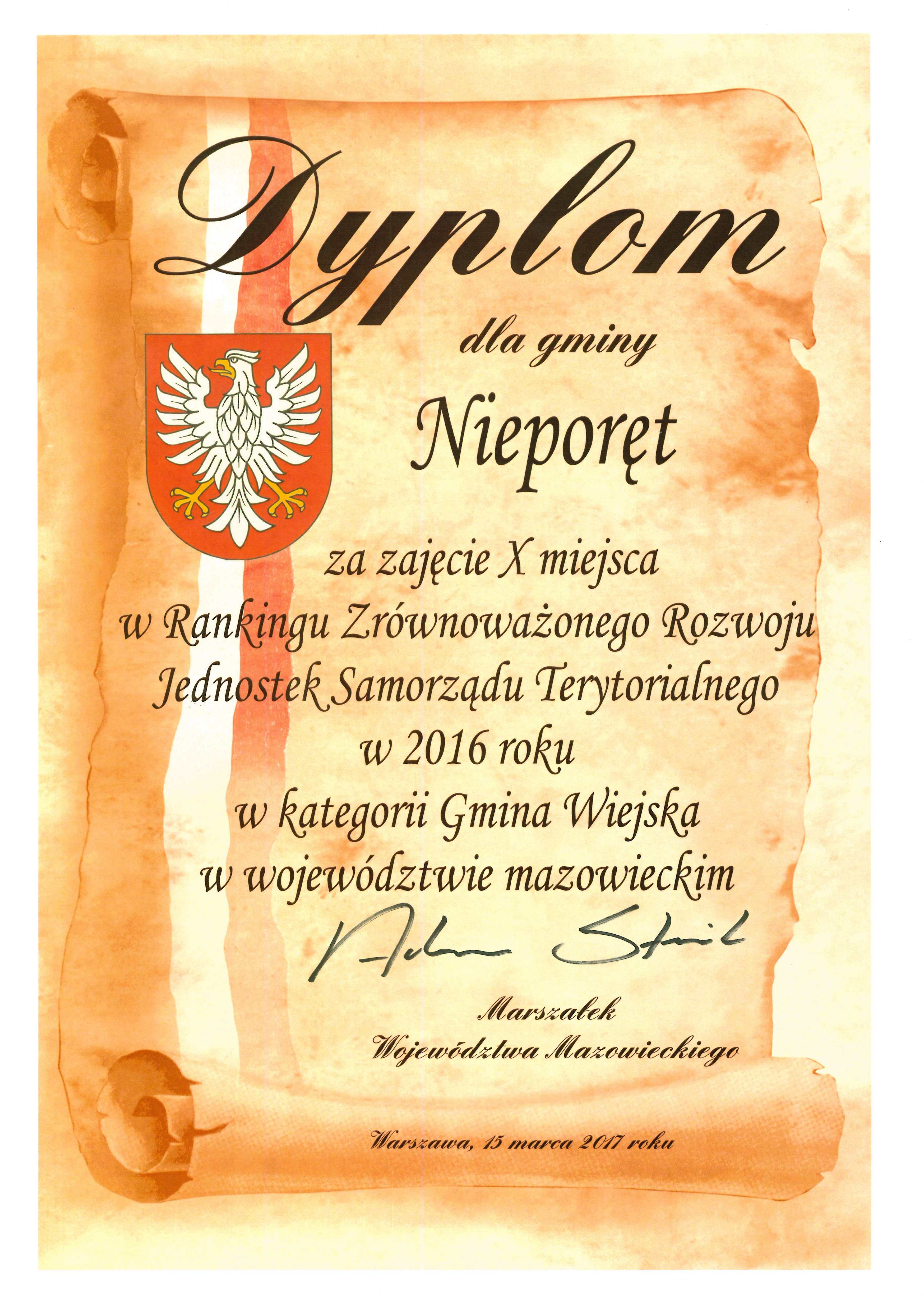 Ranking Zrownoważonego rozwoju JST X miejsce