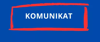 Grafika - na niebieskim tle napisane jest słowo komunikat