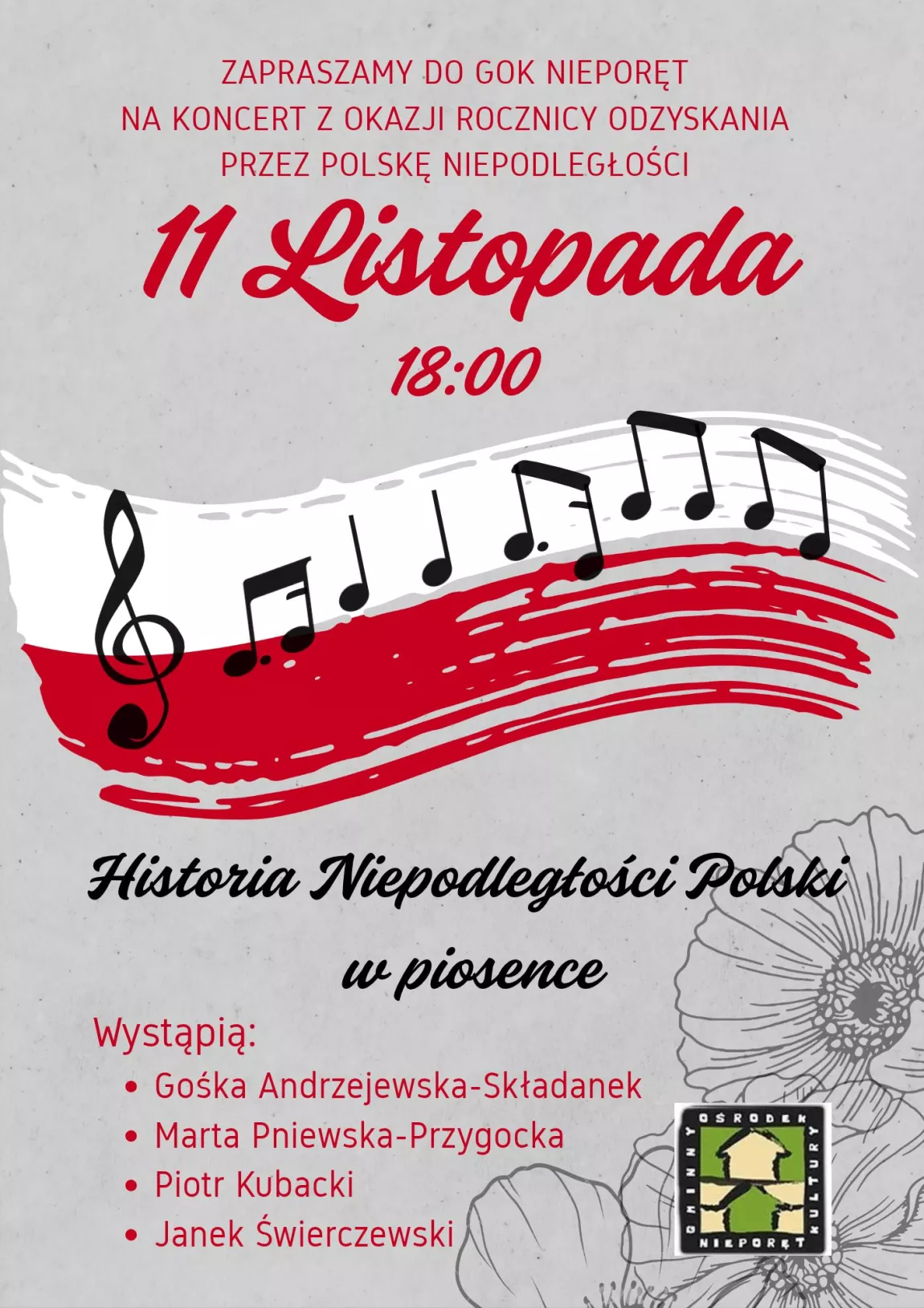 Plakat wydarzenia - Koncert "Historia Niepodległości Polski w piosence"