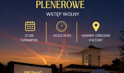 Plakat informujący o wydarzeniu organizowanym przez Młodzieżową Radę Gminy Nieporęt - kino plenerowe