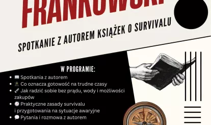 Plakat wydarzenia - Spotkanie autorskie z Pawłem Frankowskim, autorem książek o survivalu