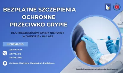 plakat informujący o szczepieniach przeciwko grypie