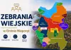 Grafika zachęcająca do udziału w zebraniach wiejskich 2026 - na grafice mapa gminy Nieporęt z podziałem na sołectwa
