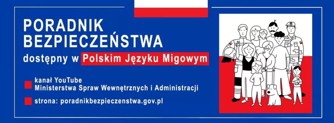 Baner "Poradnik bezpieczeństwa" Polski Język Migowy  